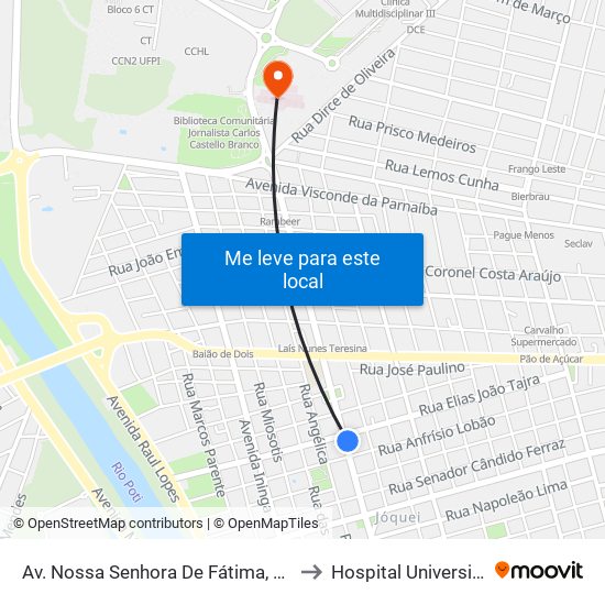 Av. Nossa Senhora De Fátima, 806 | Lab. Antônio Lobão to Hospital Universitário - HU UFPI map