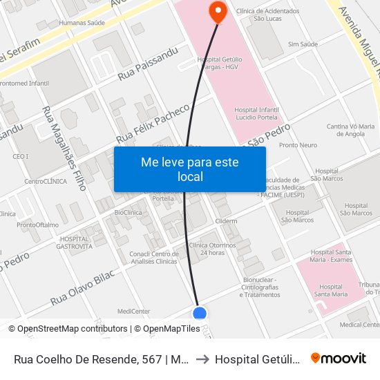 Rua Coelho De Resende, 567 | Modelo Lanches to Hospital Getúlio Vargas map