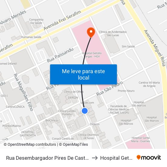 Rua Desembargador Pires De Castro, 381 | Drogaria Globo to Hospital Getúlio Vargas map