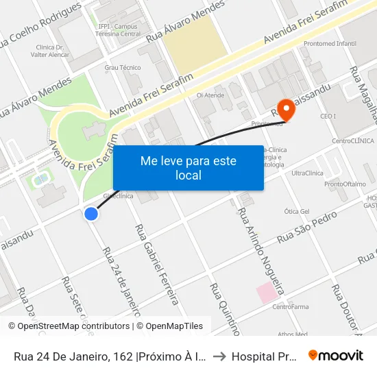 Rua 24 De Janeiro, 162 |Próximo À Igreja São Benedito to Hospital Prontomed map