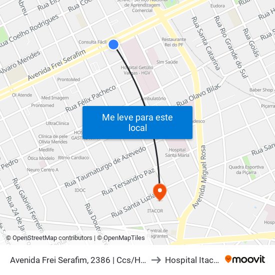 Avenida Frei Serafim, 2386 | Ccs/Hgv to Hospital Itacor map