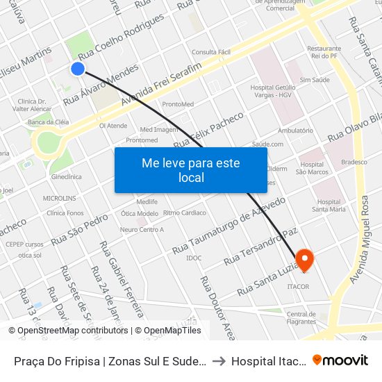 Praça Do Fripisa | Zonas Sul E Sudeste to Hospital Itacor map