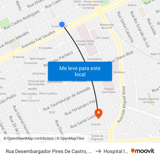 Rua Desembargador Pires De Castro, 40 | Banco Itaú to Hospital Itacor map