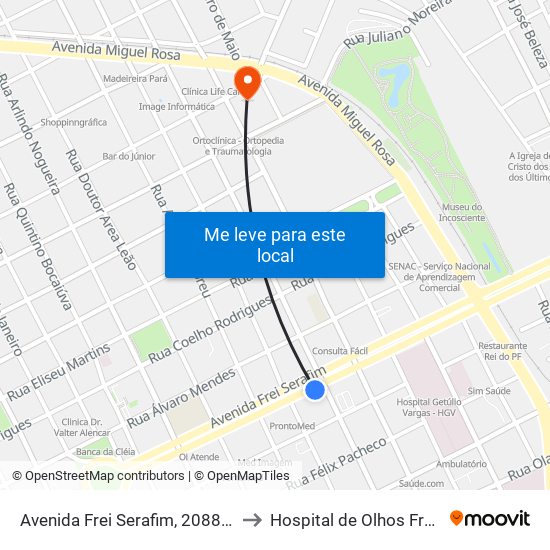 Avenida Frei Serafim, 2088 | Antigo Hiper Bompreço to Hospital de Olhos Francisco Vilar - Centro map