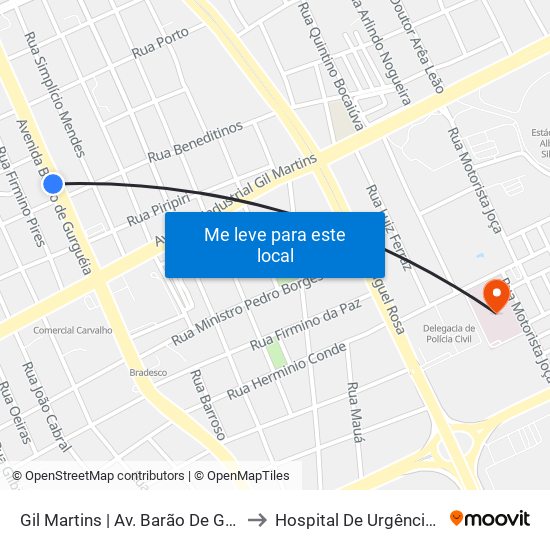 Gil Martins | Av. Barão De Gurguéia - Sentido Bairro to Hospital De Urgência De Teresina - Hut map