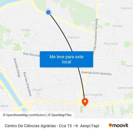Centro De Ciências Agrárias  - Cca 15 to Aespi Fapi map