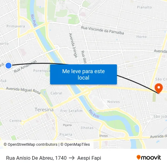 Rua Anísio De Abreu, 1740 to Aespi Fapi map