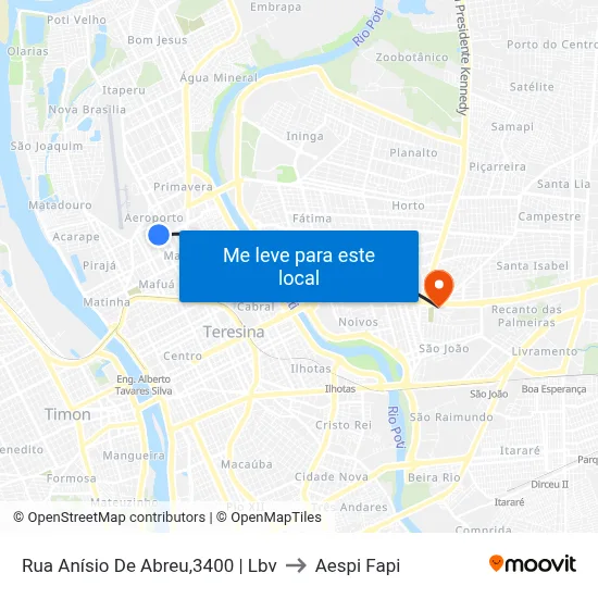Rua Anísio De Abreu,3400 |  Lbv to Aespi Fapi map
