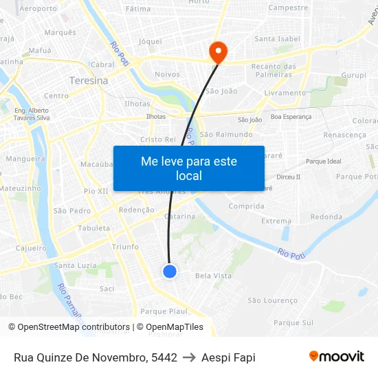 Rua Quinze De Novembro, 5442 to Aespi Fapi map