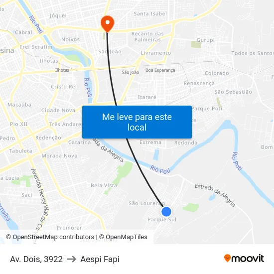 Av. Dois, 3922 to Aespi Fapi map