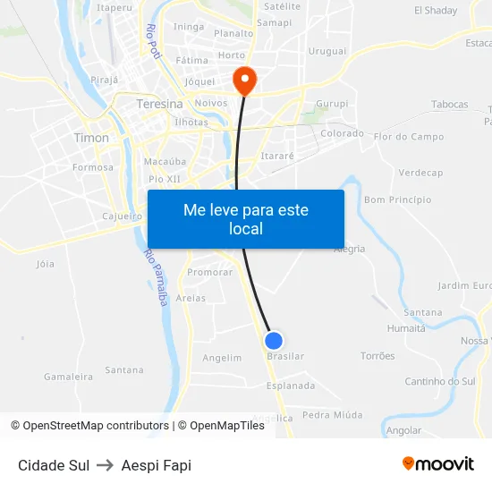 Cidade Sul to Aespi Fapi map