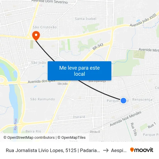 Rua Jornalista Lívio Lopes, 5125 | Padaria Delícias Do Trigo to Aespi Fapi map