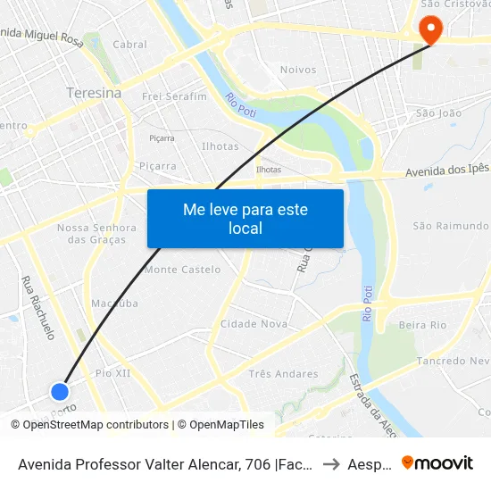 Avenida Professor Valter Alencar, 706 |Faculdade Santo Agostinho to Aespi Fapi map