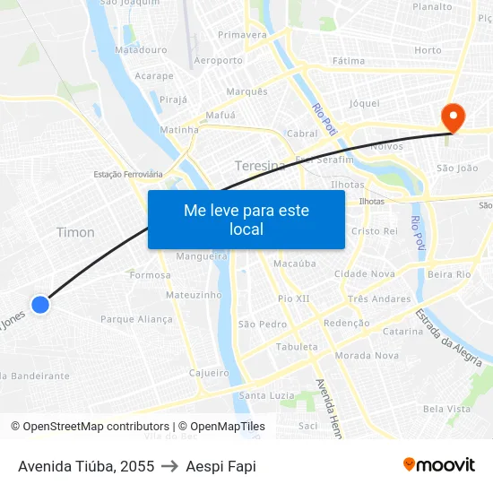 Avenida Tiúba, 2055 to Aespi Fapi map