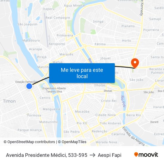 Avenida Presidente Médici, 533-595 to Aespi Fapi map