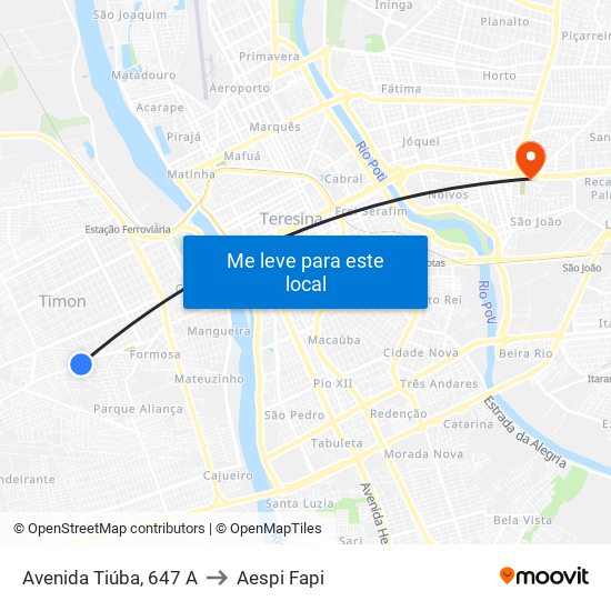 Avenida Tiúba, 647 A to Aespi Fapi map