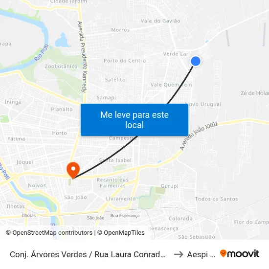 Conj. Árvores Verdes / Rua Laura Conrado, 19 | Quadra 19 to Aespi Fapi map