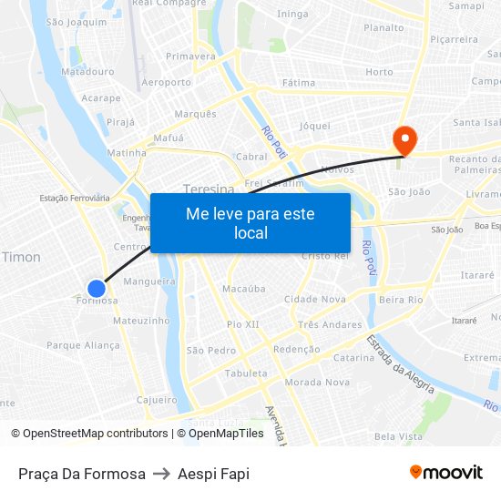 Praça Da Formosa to Aespi Fapi map