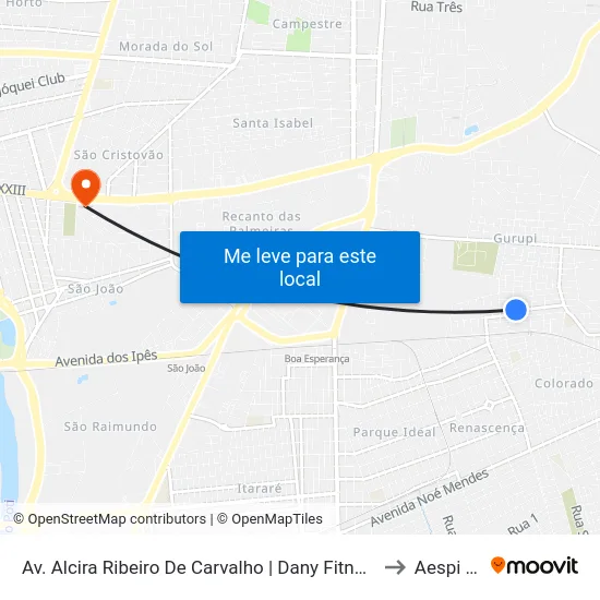 Av. Alcira Ribeiro De Carvalho | Dany Fitness Academia to Aespi Fapi map