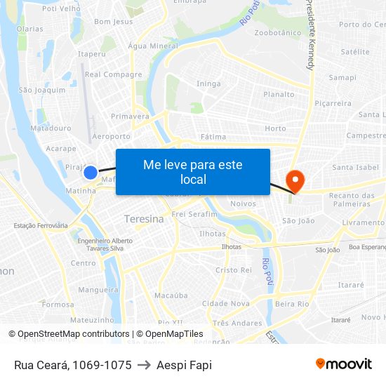 Rua Ceará, 1069-1075 to Aespi Fapi map