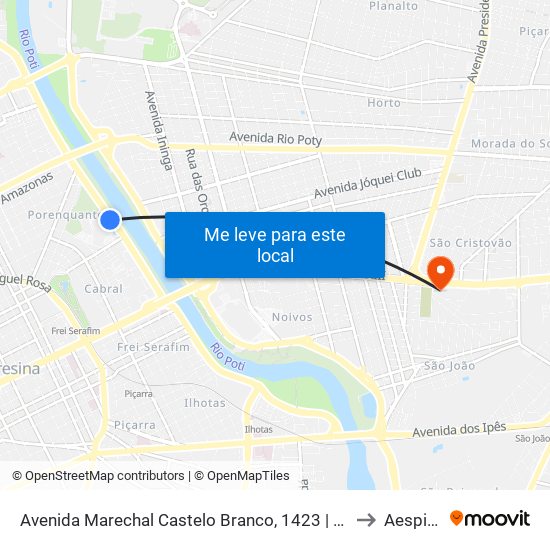 Avenida Marechal Castelo Branco, 1423 | Shopping Rio Poty to Aespi Fapi map