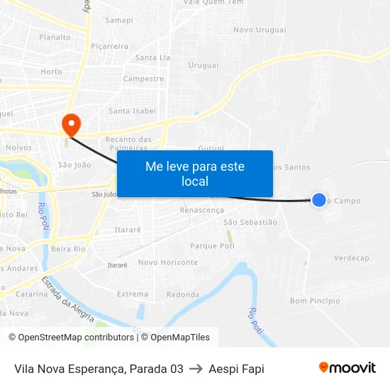 Vila Nova Esperança, Parada 03 to Aespi Fapi map