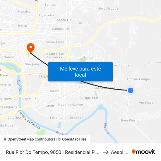Rua Flôr Do Tempo, 9050 | Residencial Flôr Do Tempo to Aespi Fapi map