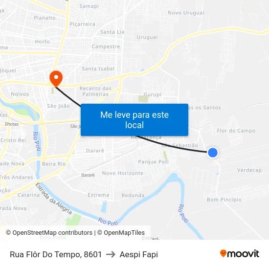 Rua Flôr Do Tempo, 8601 to Aespi Fapi map