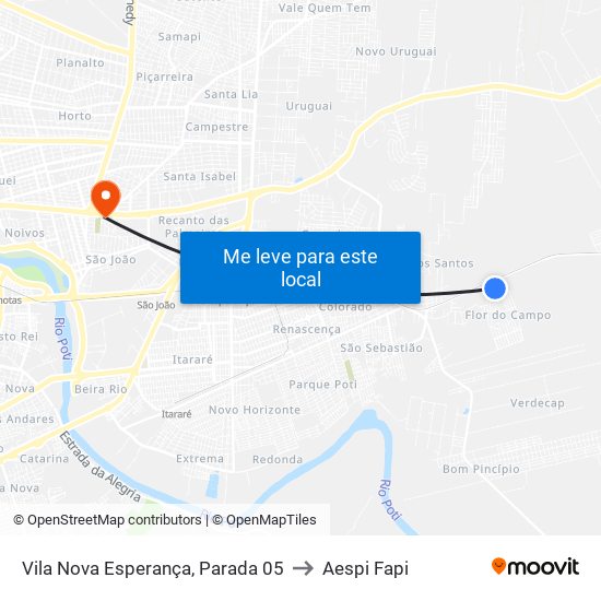 Vila Nova Esperança, Parada 05 to Aespi Fapi map