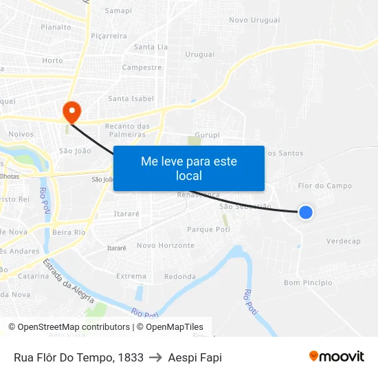 Rua Flôr Do Tempo, 1833 to Aespi Fapi map