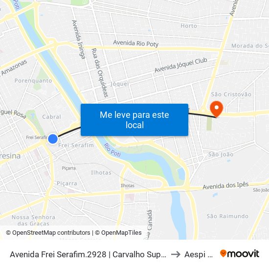 Avenida Frei Serafim.2928 | Carvalho Supermercado to Aespi Fapi map