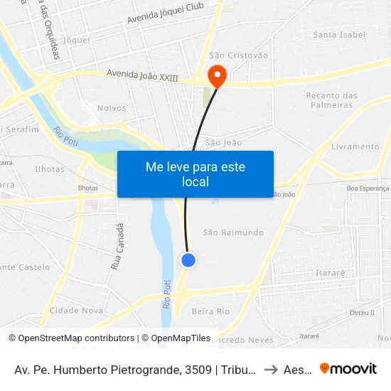 Av. Pe. Humberto Pietrogrande, 3509 | Tribunal De Justiça Do Piauí - Sentido Centro to Aespi Fapi map