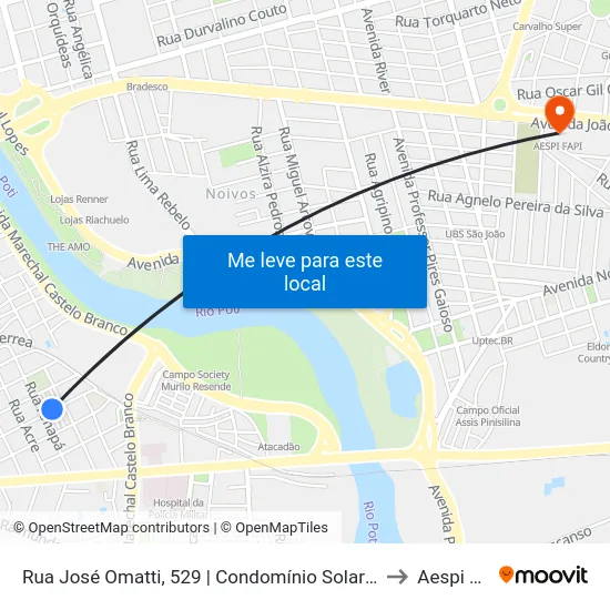Rua José Omatti, 529 | Condomínio Solar Do Longá to Aespi Fapi map
