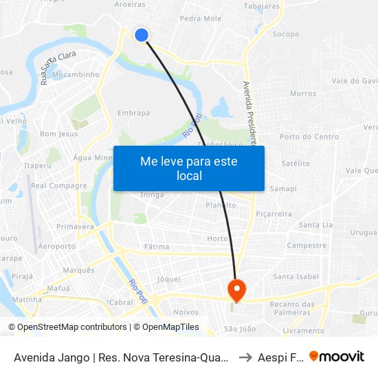 Avenida Jango | Res. Nova Teresina-Quadra 05, 17 to Aespi Fapi map