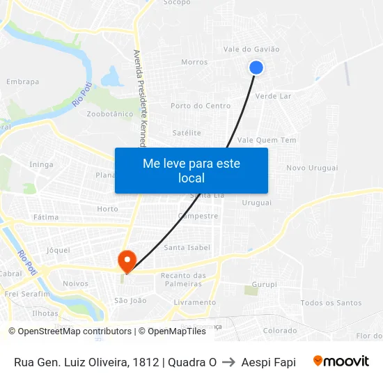 Rua Gen. Luiz Oliveira, 1812 | Quadra O to Aespi Fapi map
