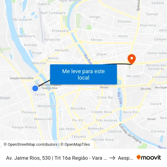 Av. Jaime Rios, 530 | Trt 16a Região - Vara Do Trabalho De Timon to Aespi Fapi map