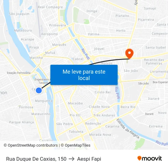 Rua Duque De Caxias, 150 to Aespi Fapi map
