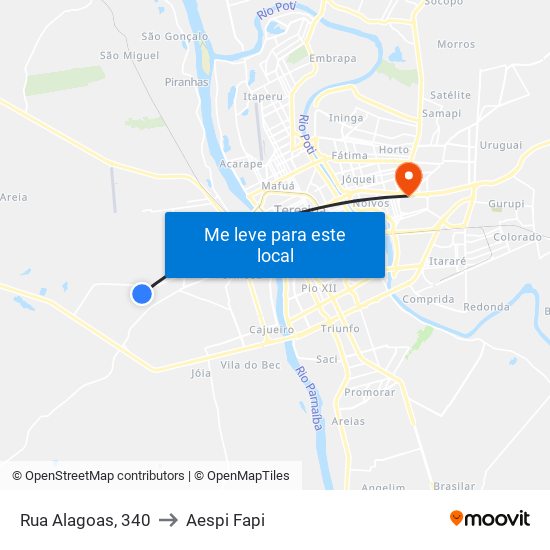 Rua Alagoas, 340 to Aespi Fapi map