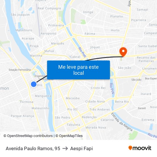 Avenida Paulo Ramos, 95 to Aespi Fapi map
