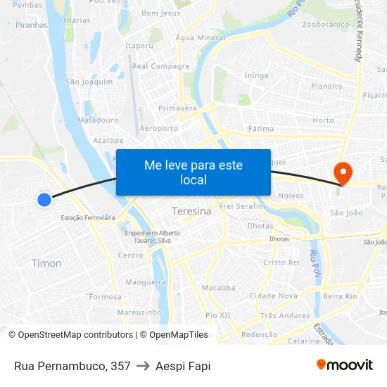 Rua Pernambuco, 357 to Aespi Fapi map
