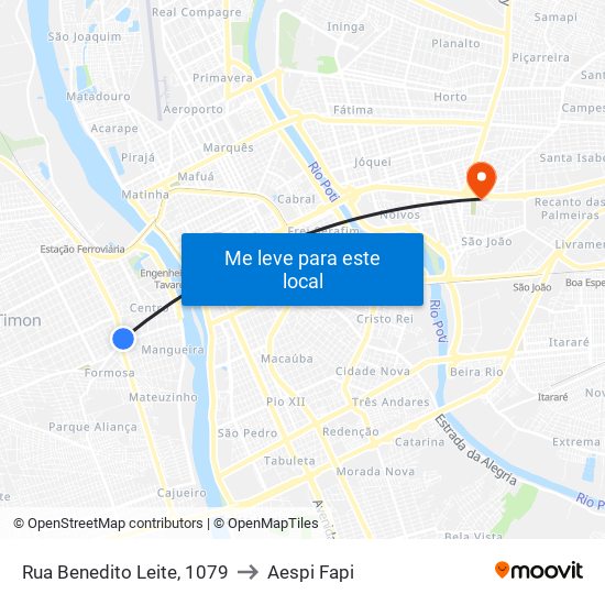 Rua Benedito Leite, 1079 to Aespi Fapi map