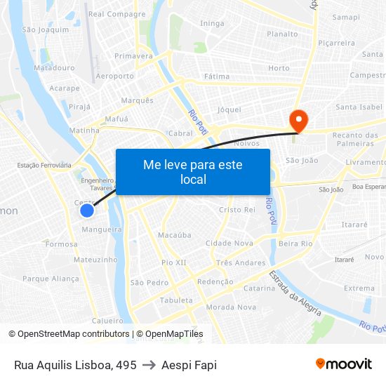 Rua Aquilis Lisboa, 495 to Aespi Fapi map