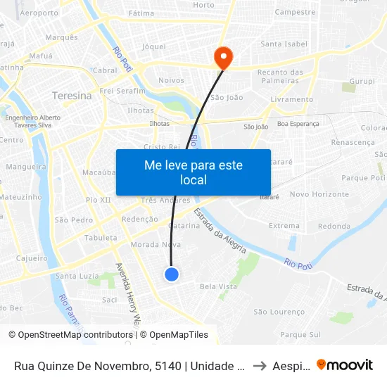 Rua Quinze De Novembro, 5140 | Unidade De Saúde São Camilo to Aespi Fapi map