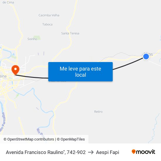 Avenida Francisco Raulino", 742-902 to Aespi Fapi map