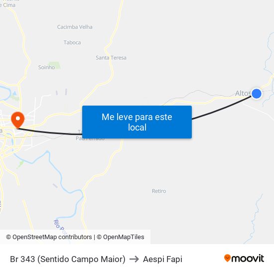 Br 343 (Sentido Campo Maior) to Aespi Fapi map