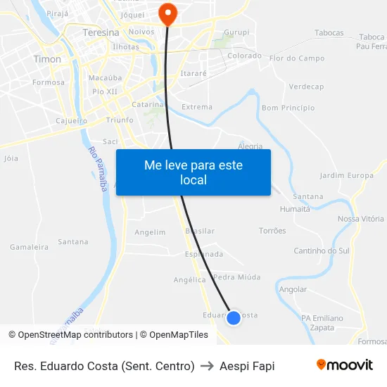 Res. Eduardo Costa (Sent. Centro) to Aespi Fapi map