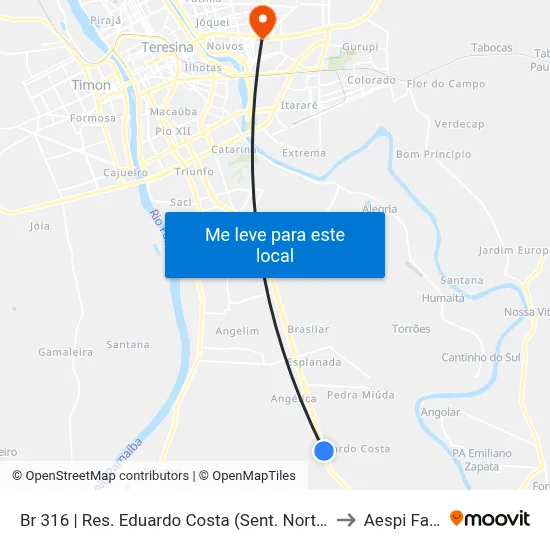 Br 316 | Res. Eduardo Costa (Sent. Norte) to Aespi Fapi map