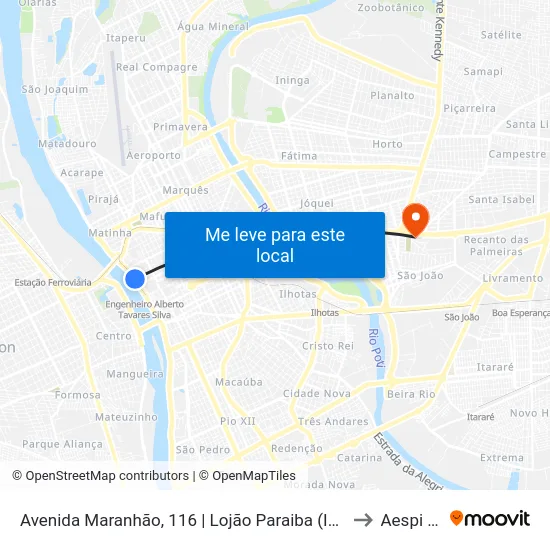 Avenida Maranhão, 116 | Lojão Paraiba (Intermunicipal) to Aespi Fapi map