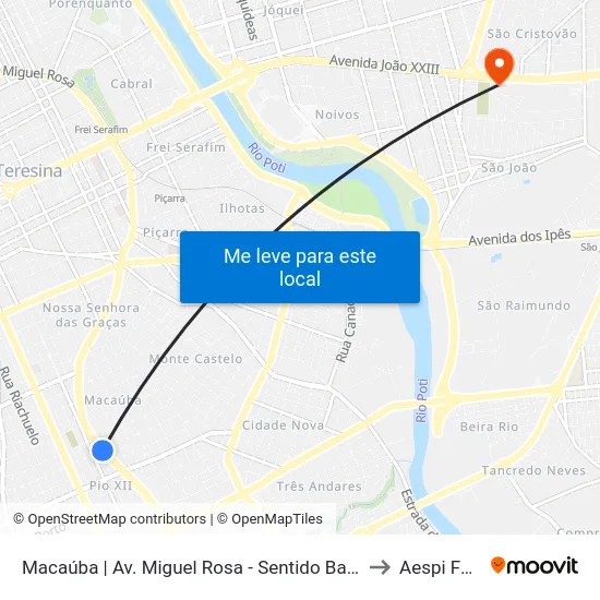 Macaúba | Av. Miguel Rosa - Sentido Bairro to Aespi Fapi map