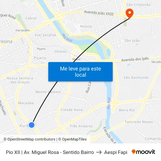 Pio XII | Av. Miguel Rosa - Sentido Bairro to Aespi Fapi map